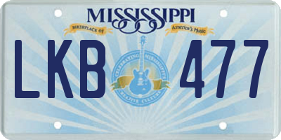 MS license plate LKB477