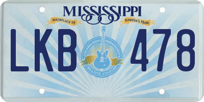 MS license plate LKB478