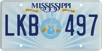 MS license plate LKB497