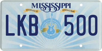 MS license plate LKB500