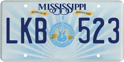 MS license plate LKB523