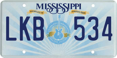MS license plate LKB534