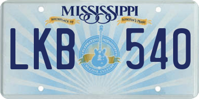 MS license plate LKB540