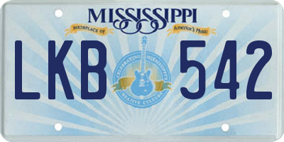 MS license plate LKB542