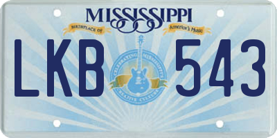 MS license plate LKB543