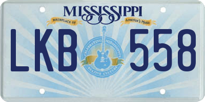 MS license plate LKB558