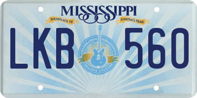 MS license plate LKB560