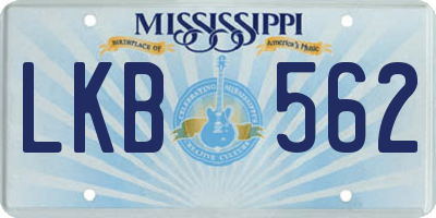 MS license plate LKB562