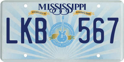 MS license plate LKB567