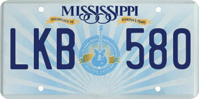 MS license plate LKB580