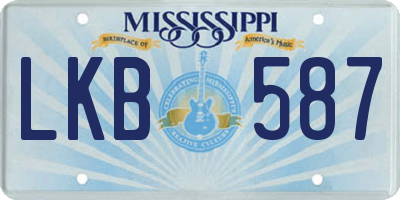MS license plate LKB587