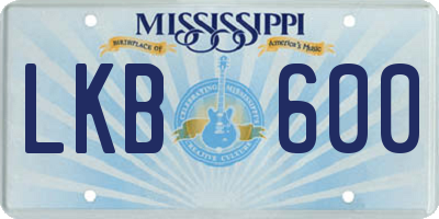 MS license plate LKB600