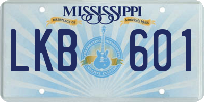 MS license plate LKB601