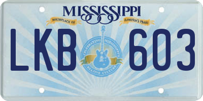 MS license plate LKB603