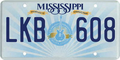 MS license plate LKB608