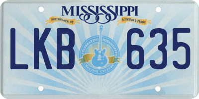 MS license plate LKB635