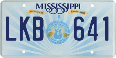 MS license plate LKB641