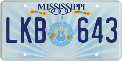 MS license plate LKB643