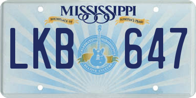 MS license plate LKB647