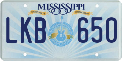 MS license plate LKB650