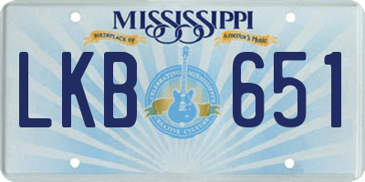 MS license plate LKB651