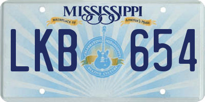 MS license plate LKB654