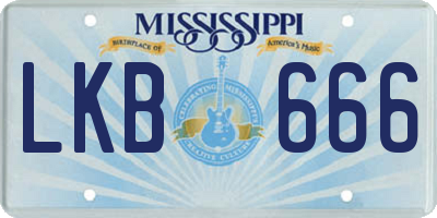 MS license plate LKB666
