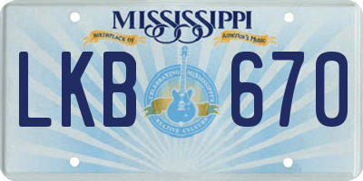 MS license plate LKB670