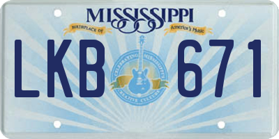 MS license plate LKB671