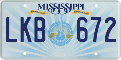 MS license plate LKB672
