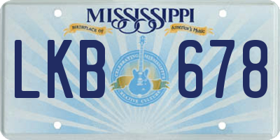 MS license plate LKB678