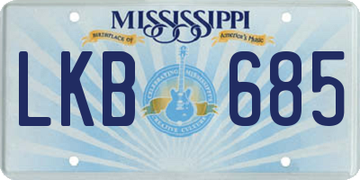 MS license plate LKB685