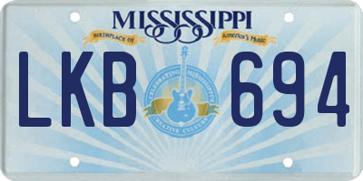 MS license plate LKB694