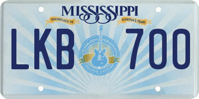 MS license plate LKB700