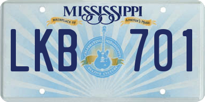 MS license plate LKB701
