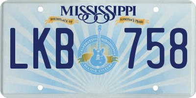 MS license plate LKB758