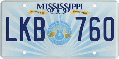 MS license plate LKB760
