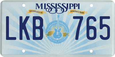 MS license plate LKB765