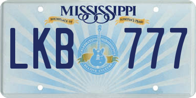 MS license plate LKB777