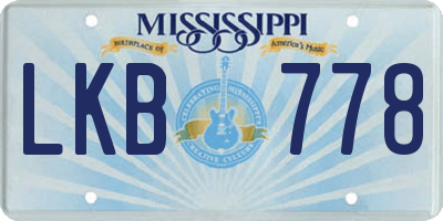 MS license plate LKB778
