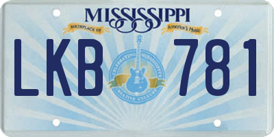MS license plate LKB781
