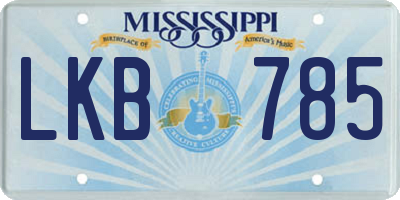 MS license plate LKB785