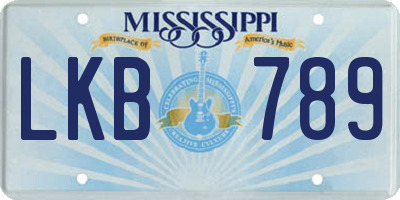 MS license plate LKB789