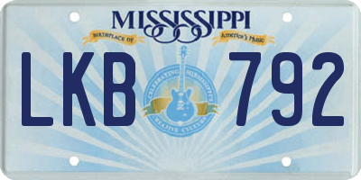 MS license plate LKB792