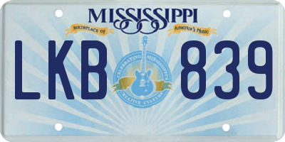 MS license plate LKB839