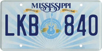 MS license plate LKB840