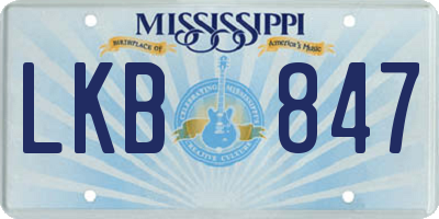 MS license plate LKB847
