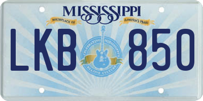 MS license plate LKB850