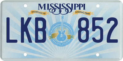 MS license plate LKB852