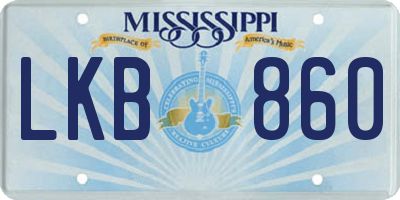 MS license plate LKB860
